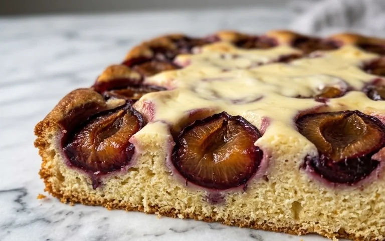 Saftiger Pflaumenkuchen mit cremigem Schmandguss