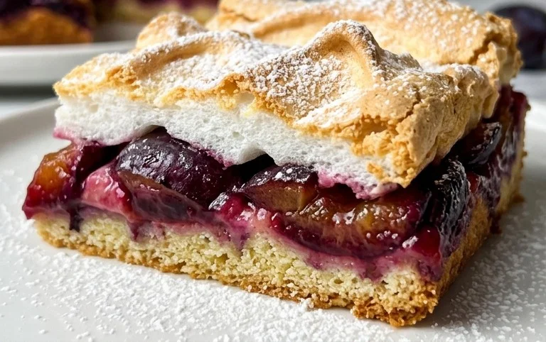 Polnischer Zwetschgen Kuchen vom Blech mit Baiser